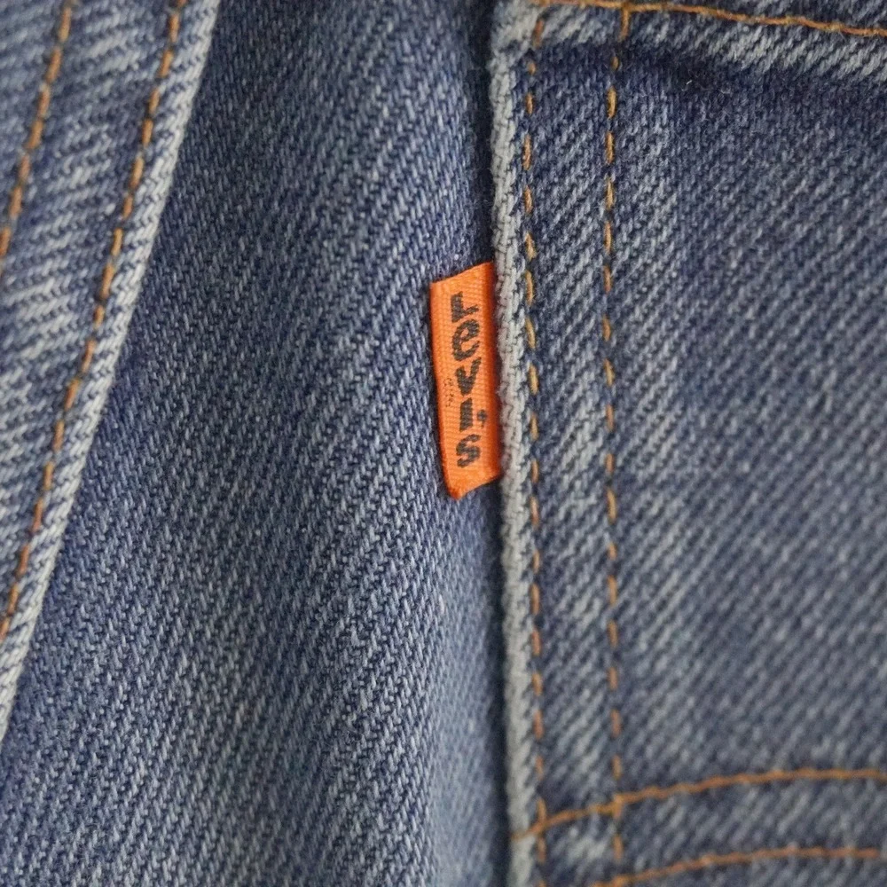 Vintage 70s Levis Orange Tab Bell Bottom Jeans 28x27 Blue Flare Talon 42 Zip